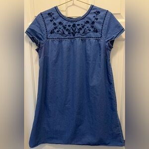 Old Navy Blue Denim Embroidered Dress | Size Large